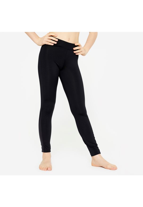 DOMYOS - Legginsy do gimnastyki dla dzieci Domyos. Okazja: na uczelnię. Kolor: czarny. Materiał: poliester, poliamid, materiał, elastan. Styl: sportowy