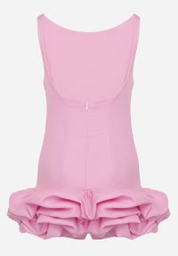 Born2be - Różowa Sukienka Bombka z Falbankami Efandriela. Typ kołnierza: kołnierz z falbankami. Kolor: różowy. Typ sukienki: bombki #3