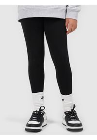 4f - 4F Legginsy dzianinowe dziewczęce - czarne 146 (10-11 lat). Okazja: na spacer, na co dzień, na uczelnię. Stan: podwyższony. Kolor: czarny. Materiał: dzianina. Sezon: lato. Styl: casual #2