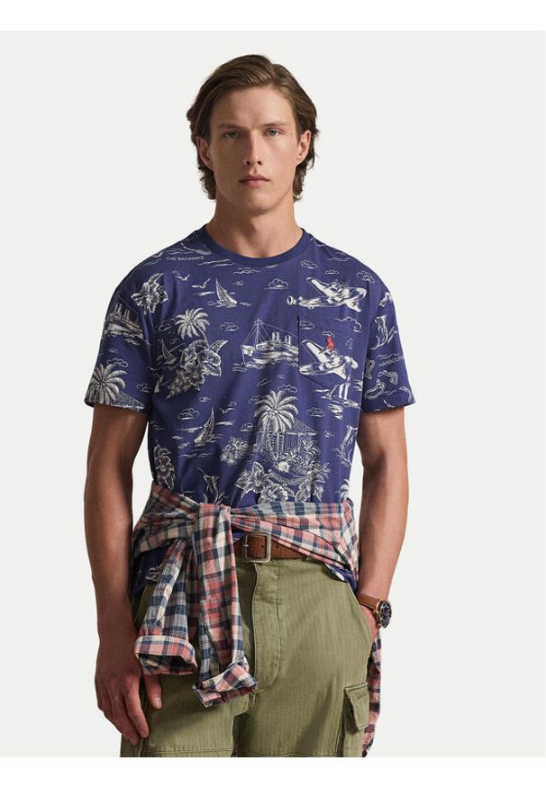 Polo Ralph Lauren T-Shirt 710B16619001 Granatowy Slim Fit. Typ kołnierza: polo. Kolor: niebieski. Materiał: bawełna