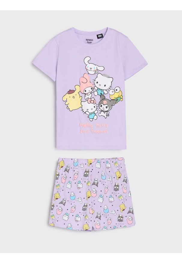 Sinsay - Piżama dwuczęściowa Hello Kitty - fioletowy. Kolor: fioletowy. Wzór: motyw z bajki