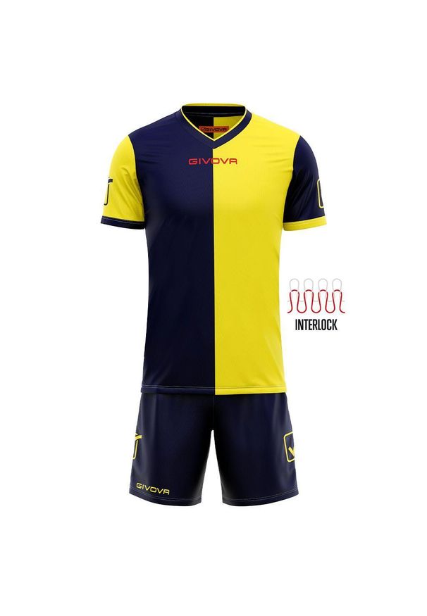 Zestaw sportowy Givova Combo niebiesko-żółty L. Kolor: niebieski. Materiał: poliester. Wzór: nadruk, haft. Sport: piłka nożna