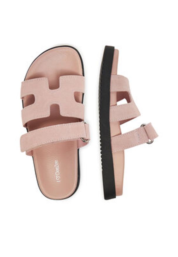 DeeZee Klapki DZ-S1 Różowy. Kolor: różowy. Materiał: zamsz, skóra