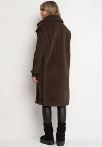 Born2be - Zielony Futrzany Płaszcz z Dzianinowymi Rękawami Ravienna. Okazja: na co dzień. Kolor: zielony. Materiał: dzianina, futro. Styl: casual, elegancki #4