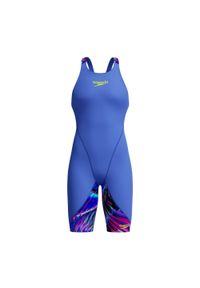 Strój startowy dla dziewczynek Speedo LZR Ignite. Kolor: niebieski, wielokolorowy
