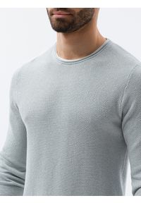 Ombre Clothing - Sweter męski E121 - jasnoszary/melanżowy - XXL. Okazja: na co dzień. Kolor: szary. Materiał: bawełna. Wzór: melanż. Styl: casual, klasyczny, elegancki #4