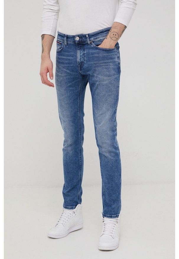 Tommy Jeans jeansy SCANTON BF3314 męskie. Kolor: niebieski
