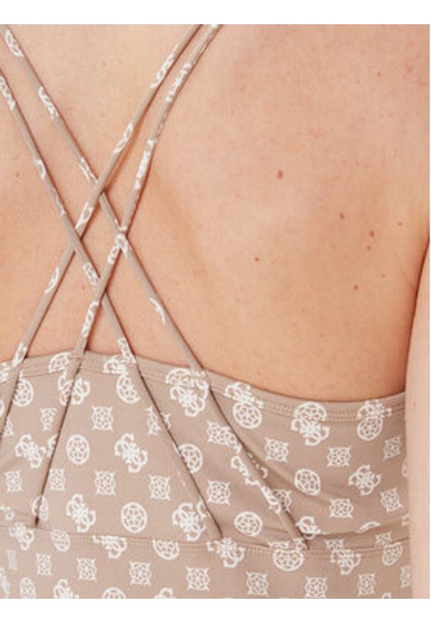 Guess Top V5YP11 MC03W Beżowy Slim Fit. Kolor: beżowy. Materiał: syntetyk