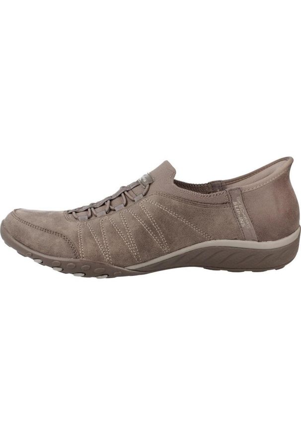 skechers - Buty SKECHERS BREATHE-EASY - HOME SLIP-INS Beżowy. Kolor: beżowy. Materiał: tkanina