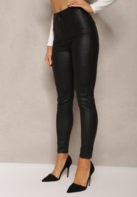 Renee - Czarne Spodnie Skinny z Ekoskóry Lirael. Okazja: na co dzień. Kolor: czarny. Materiał: wiskoza, materiał. Styl: casual, elegancki