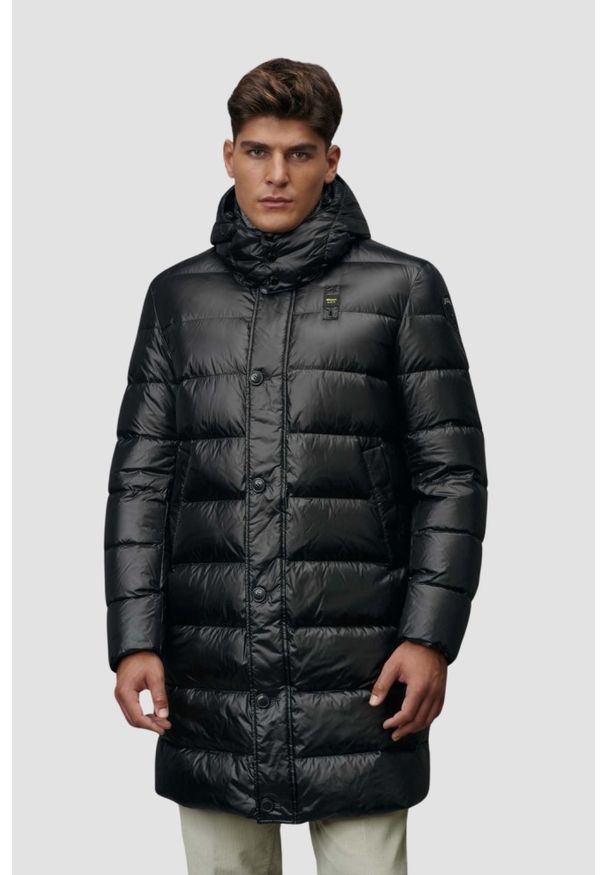 Blauer USA - BLAUER Czarna długa kurtka męska Carver Raincoat Long Jackets, Rozmiar M. Kolor: czarny. Materiał: puch, poliamid. Długość: długie