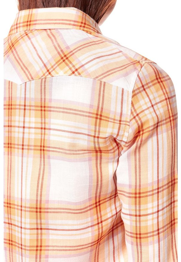 Wrangler - KOSZULA WRANGLER WESTERN APRICOT NECTAR W5240LU65 112129350. Wzór: kratka