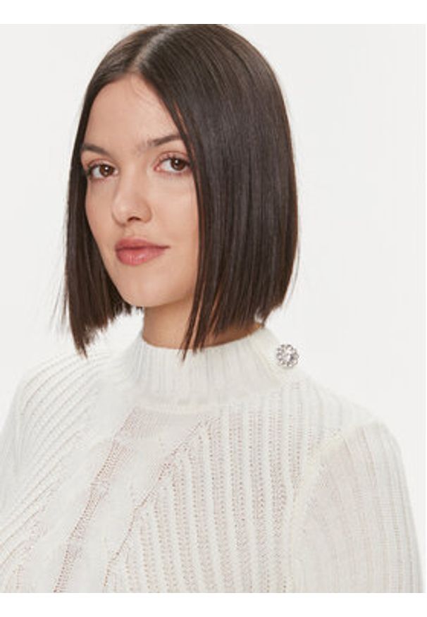 Liu Jo Sweter MF3223 MA95M Écru Slim Fit. Materiał: syntetyk