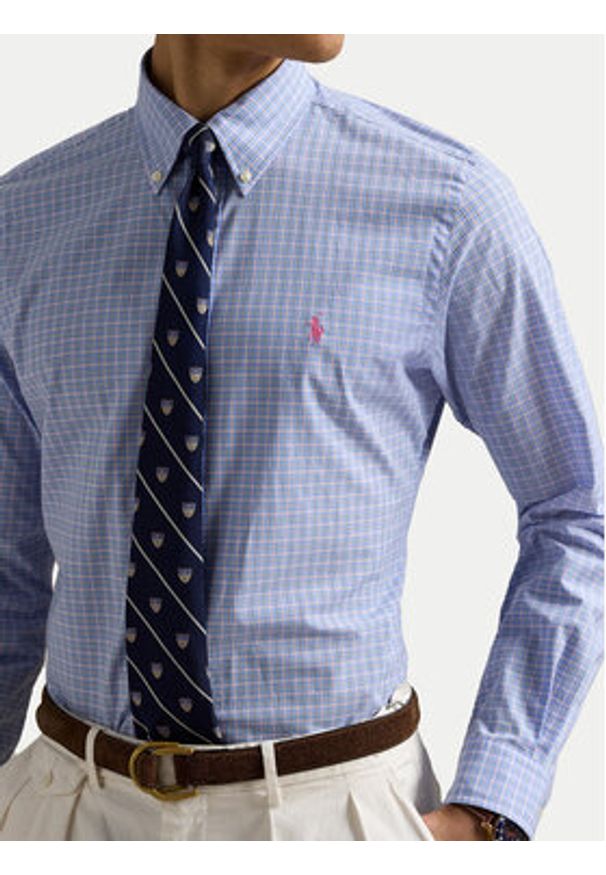 Polo Ralph Lauren Koszula 710968937003 Niebieski Custom Fit. Typ kołnierza: polo. Kolor: niebieski. Materiał: bawełna