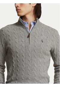 Polo Ralph Lauren Sweter 710876766008 Szary Regular Fit. Typ kołnierza: polo. Kolor: szary. Materiał: wełna #3
