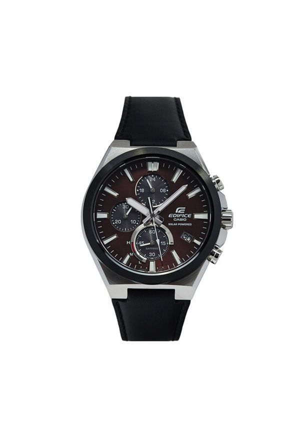 Casio Zegarek Edifice Solar Powered Chronograph EFS-S630BL-5AVUEF Czarny. Kolor: czarny. Materiał: skóra