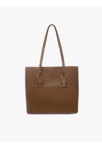 Ryłko - Jasnobrązowa duża torebka typu shopperka. Kolor: brązowy. Materiał: skórzane. Rozmiar: duże. Styl: street #1
