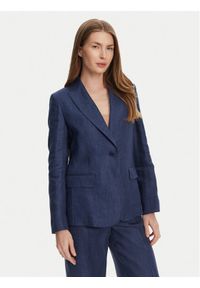 Weekend Max Mara Marynarka Nalut 2515041012 Granatowy Regular Fit. Kolor: niebieski. Materiał: len