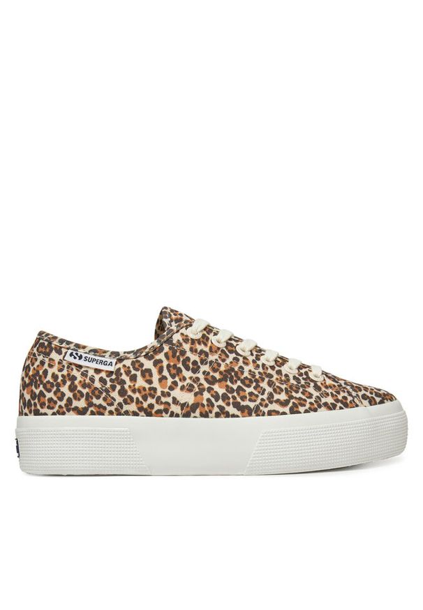 Sneakersy Superga. Kolor: brązowy. Wzór: nadruk. Obcas: na platformie