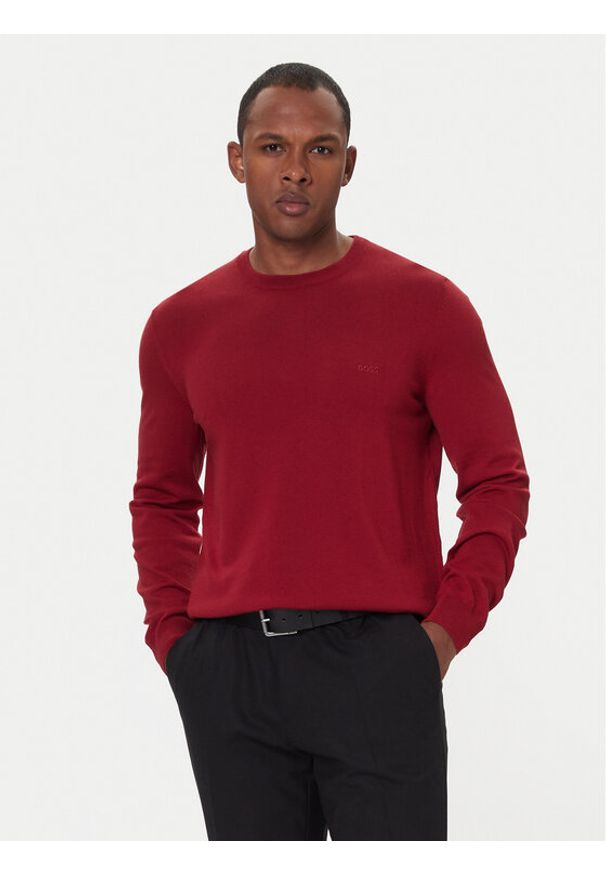 BOSS Sweter Botto-L 50476364 Czerwony Regular Fit. Kolor: czerwony. Materiał: wełna
