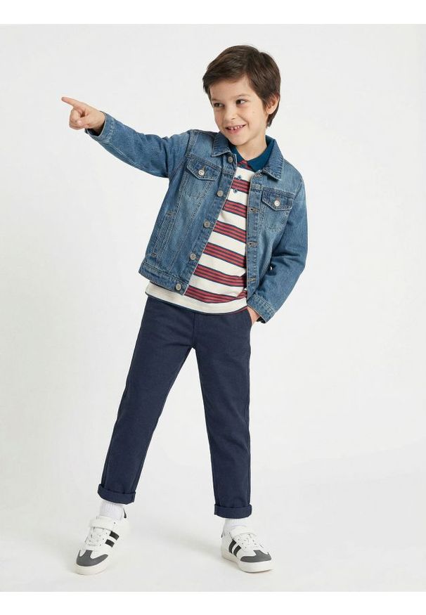 Sinsay - Spodnie typu chinos z elastycznym pasem - granatowy. Kolor: niebieski