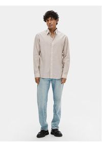 Selected Homme Koszula 16078867 Beżowy Slim Fit. Kolor: beżowy. Materiał: bawełna
