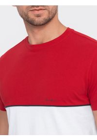Ombre Clothing - T-shirt męski bawełniany dwukolorowy - czerwono-biały V6 S1619 - XXL. Kolor: czerwony. Materiał: bawełna. Wzór: nadruk #9