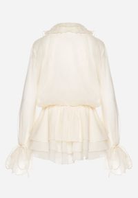 Born2be - Beżowa Rozkloszowana Sukienka Tiulowa z Falbanami i Kwiatowymi Broszkami Miranisea. Okazja: na co dzień. Kolor: beżowy. Materiał: tiul. Wzór: kwiaty. Typ sukienki: rozkloszowane. Styl: casual, klasyczny, elegancki #7