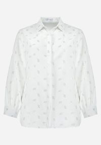 Born2be - Biała Koszula w Drobny Błyszczący Print Zapinana na Guziki Weminera. Kolor: biały. Wzór: nadruk #6