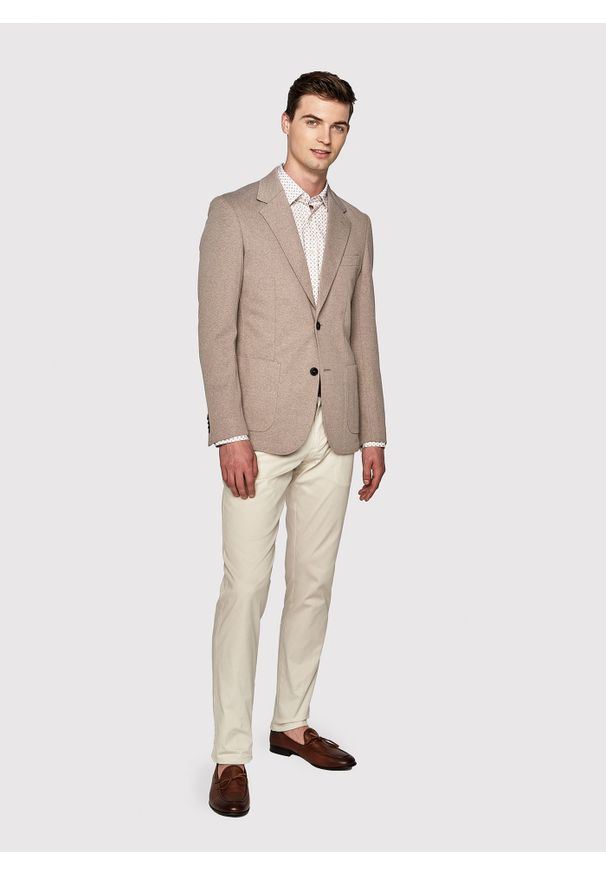 Pako Lorente - PAKO LORENTE – Męskie basicowe spodnie w kolorze ecru P23SB-WX-005-E-0. Materiał: elastan, bawełna. Długość: długie. Wzór: gładki