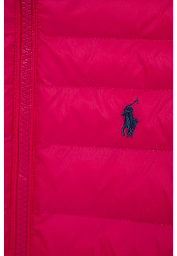 Polo Ralph Lauren Kurtka dziecięca kolor różowy. Okazja: na co dzień. Typ kołnierza: polo. Kolor: różowy. Materiał: tkanina, materiał, włókno, puch. Wzór: gładki. Styl: casual