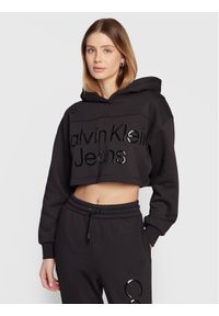Calvin Klein Jeans Bluza J20J220560 Czarny Relaxed Fit. Kolor: czarny. Materiał: bawełna, syntetyk