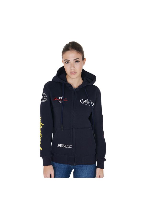POOL'S - Bluza z kapturem unisex z logo. Typ kołnierza: kaptur. Kolor: niebieski. Materiał: bawełna, polar