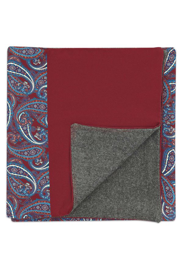 Adam Collection - Elegancki bordowy szal do płaszcza we wzór - paisley L28. Kolor: czerwony. Materiał: wiskoza, tkanina. Wzór: paisley. Styl: elegancki