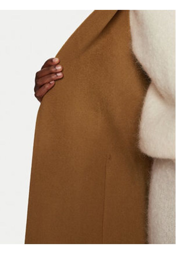 IVY & OAK - IVY OAK Płaszcz wełniany Celia IO111046 Brązowy Loose Fit. Kolor: brązowy. Materiał: wełna