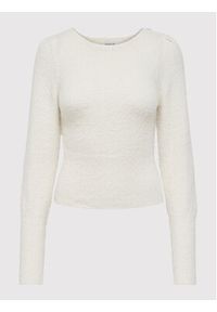 only - ONLY Sweter Lella 15260678 Biały Slim Fit. Kolor: biały. Materiał: syntetyk