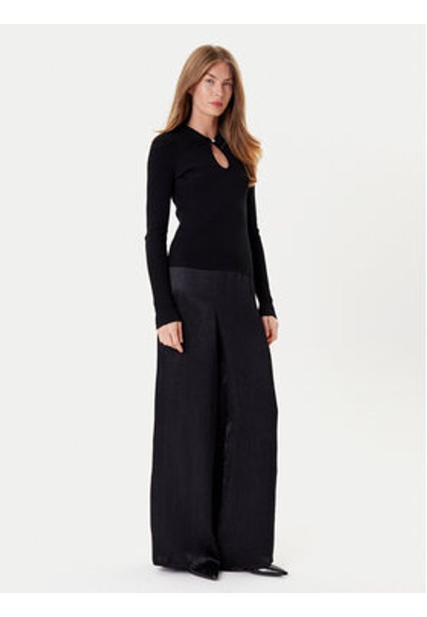 Marella Sweter Plume 2525366111 Czarny Slim Fit. Kolor: czarny. Materiał: wiskoza