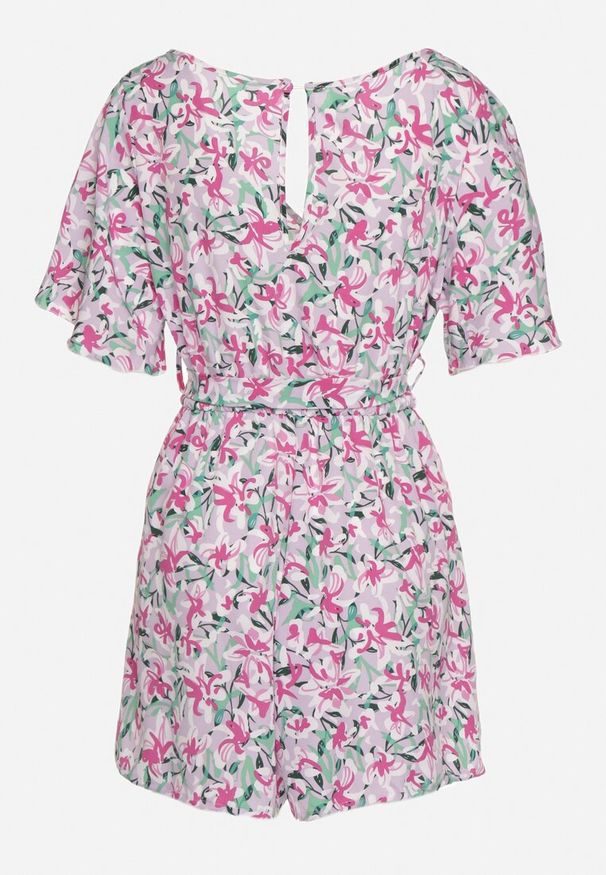 Born2be - Jasnofioletowy Kombinezon z Gumką w Pasie z Materiałowym Paskiem Tessianna. Okazja: na co dzień. Kolor: fioletowy. Materiał: materiał. Styl: elegancki, casual