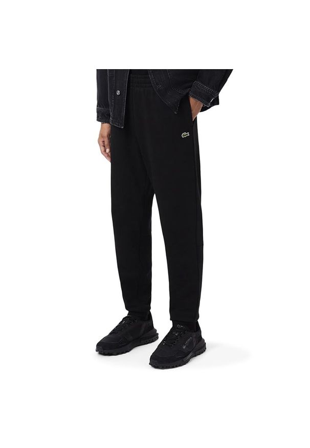Spodnie męskie Lacoste XH9833-031 - czarne. Kolor: czarny. Materiał: bawełna, materiał, dresówka