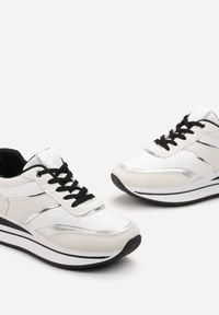 Renee - Białe Sneakersy przed Kostkę na Platformie Irmenli. Wysokość cholewki: przed kostkę. Kolor: biały. Obcas: na platformie #2