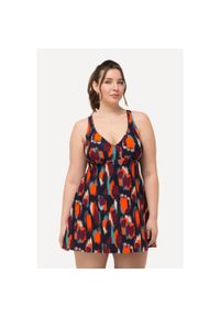 ULLA POPKEN - Damskie Sukienka kąpielowa kropki miękkie miseczki regulowane ramiączka. Kolekcja: plus size. Kolor: niebieski. Materiał: poliamid, poliester, materiał, elastan. Wzór: kropki #1