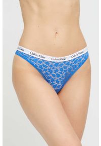 Calvin Klein Underwear brazyliany kolor niebieski z koronki. Kolor: niebieski. Materiał: koronka. Wzór: koronka