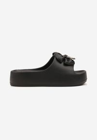 Born2be - Czarne Piankowe Klapki na Grubej Podeszwie z Aplikacją w Kształcie Kokardy Sofelia. Okazja: na co dzień. Kolor: czarny. Materiał: jeans. Wzór: aplikacja. Styl: casual, elegancki #4