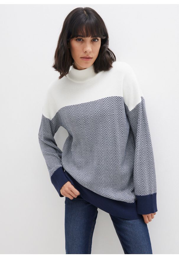bonprix - Długi sweter. Kolor: biały. Długość: długie