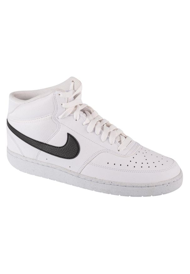 Buty do chodzenia męskie Nike Court Vision Mid NN. Zapięcie: sznurówki. Kolor: czarny, wielokolorowy, biały. Materiał: skóra, syntetyk, materiał, tkanina. Szerokość cholewki: normalna. Model: Nike Court. Sport: turystyka piesza