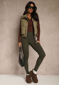 Renee - Ciemnozielone Legginsy Casual Regualr Waist Ralinsa. Okazja: na co dzień. Kolor: zielony. Styl: casual #5