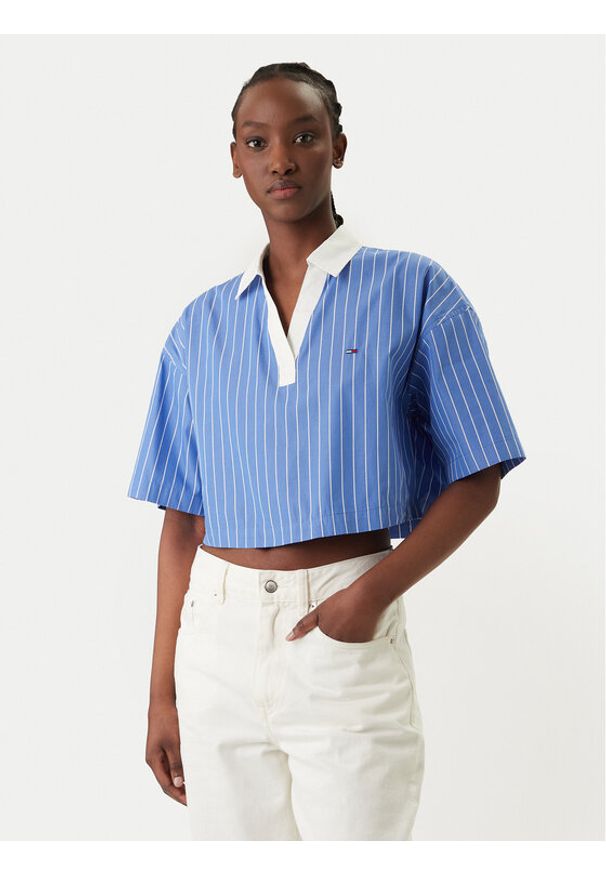 Tommy Jeans Polo DW0DW22596 Niebieski Relaxed Fit. Typ kołnierza: polo. Kolor: niebieski. Materiał: bawełna