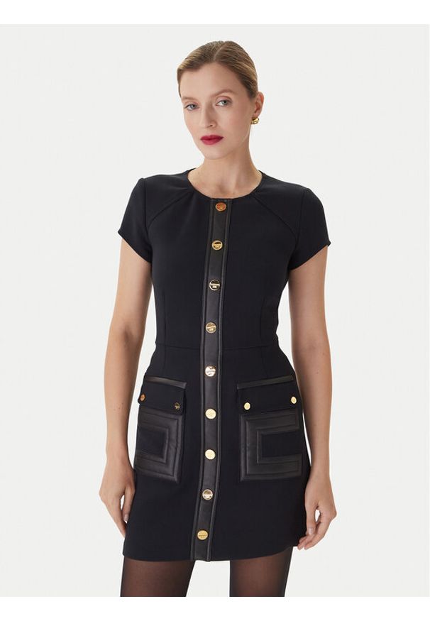 Elisabetta Franchi Sukienka koktajlowa AB-819-57E2-V690 Czarny Regular Fit. Kolor: czarny. Materiał: syntetyk. Styl: wizytowy