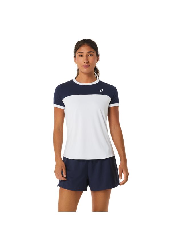 Jersey court kobieta Asics. Kolor: czarny, biały, niebieski, wielokolorowy. Materiał: jersey. Długość: krótkie