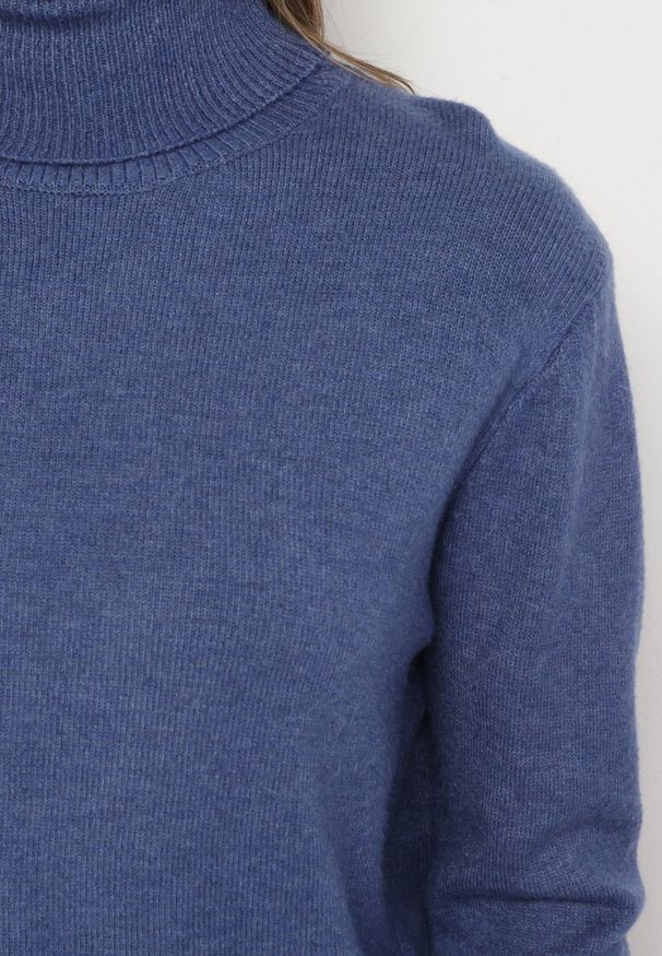 Born2be - Niebieski Klasyczny Golf z Wiskozą i Bawełną Lerella. Okazja: do pracy, na co dzień. Typ kołnierza: golf. Kolekcja: plus size. Kolor: niebieski. Materiał: wiskoza, bawełna. Styl: klasyczny